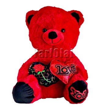 Red Teddy With Double Heart-30CM